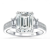 Classic Three Stone Emerald Cut Engagement Ring-Black Diamonds New York