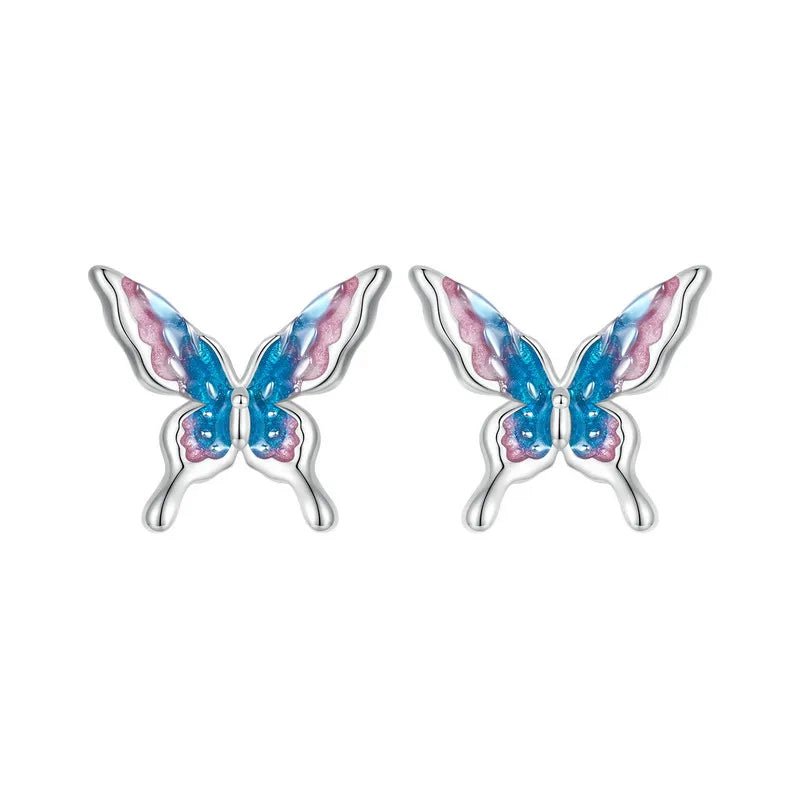 Colorful Diamond Butterfly Stud Earrings-Black Diamonds New York