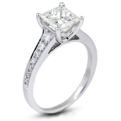 Princess Cut Diamond Solitaire Engagement Ring-Black Diamonds New York