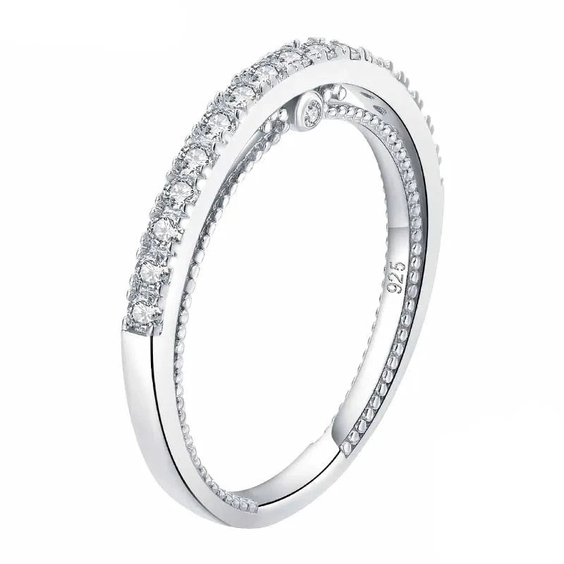 Created Diamond Stacked Half Eternity Ring Band-Black Diamonds New York