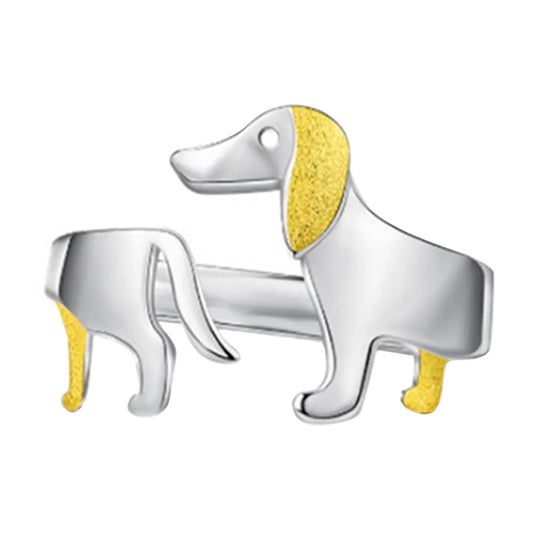 Cute Dachshund Dog Adjustable Ring-Black Diamonds New York