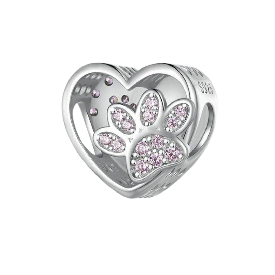 Cute Paw Print Heart-Shaped Bead-Black Diamonds New York