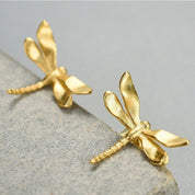 Cute Tiny Dragonfly Stud Earrings-Black Diamonds New York