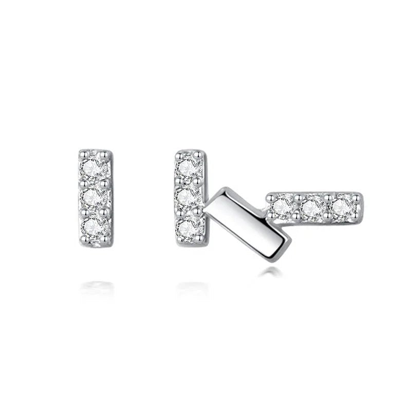 Dazzling Tiny Asymmetric Stud Earrings-Black Diamonds New York