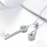 Diamond Heart Lock & Key Pendant Necklace-Black Diamonds New York