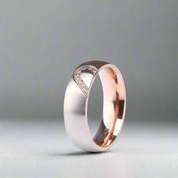 Dome Heart Shape Inlay Titanium Couple Wedding Band