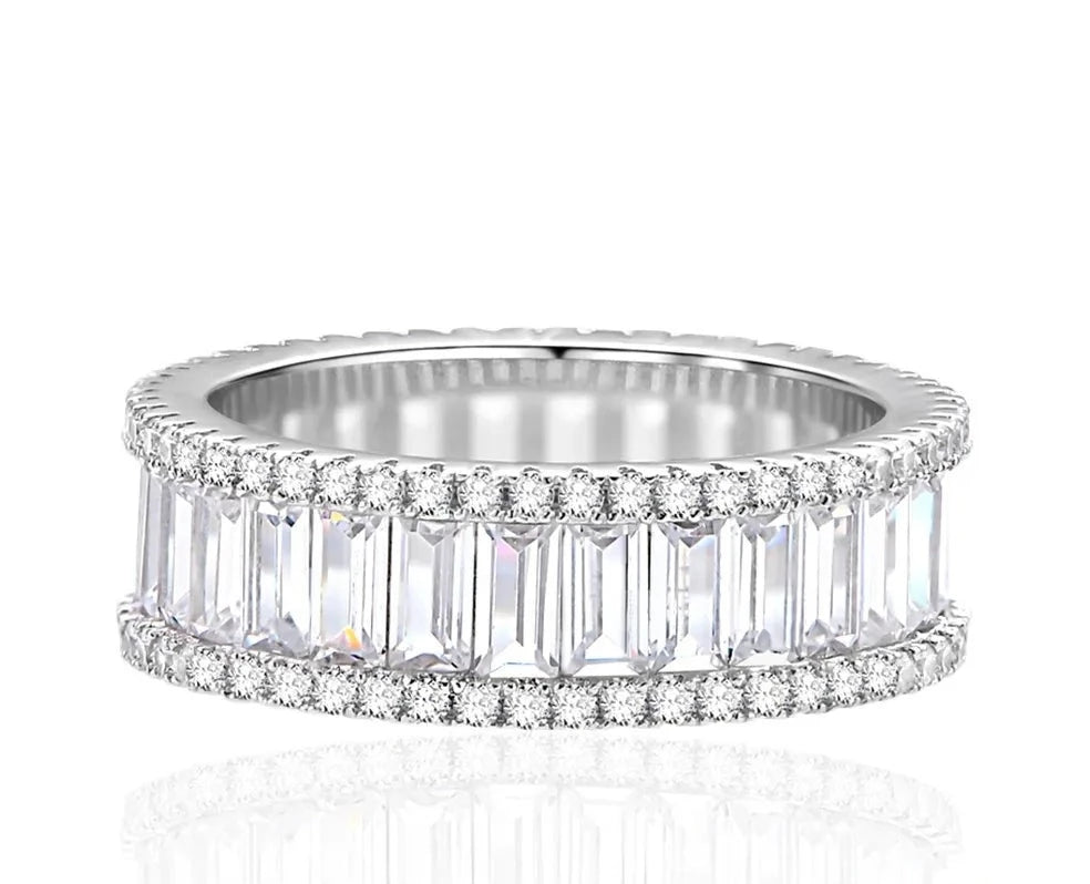 Elegant Emerald Cut Diamond Ring Band-Black Diamonds New York