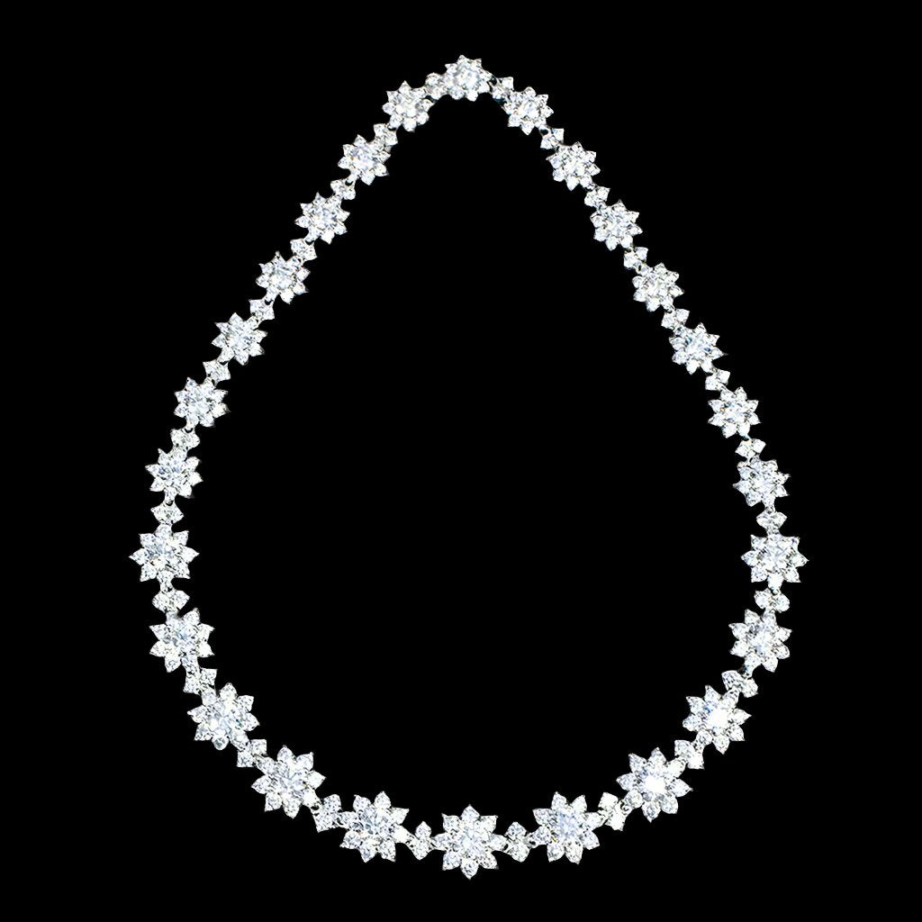 Elegant Flower Shaped Diamond Necklace-Black Diamonds New York