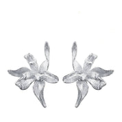 Elegant Iris Flower Stud Earrings-Black Diamonds New York