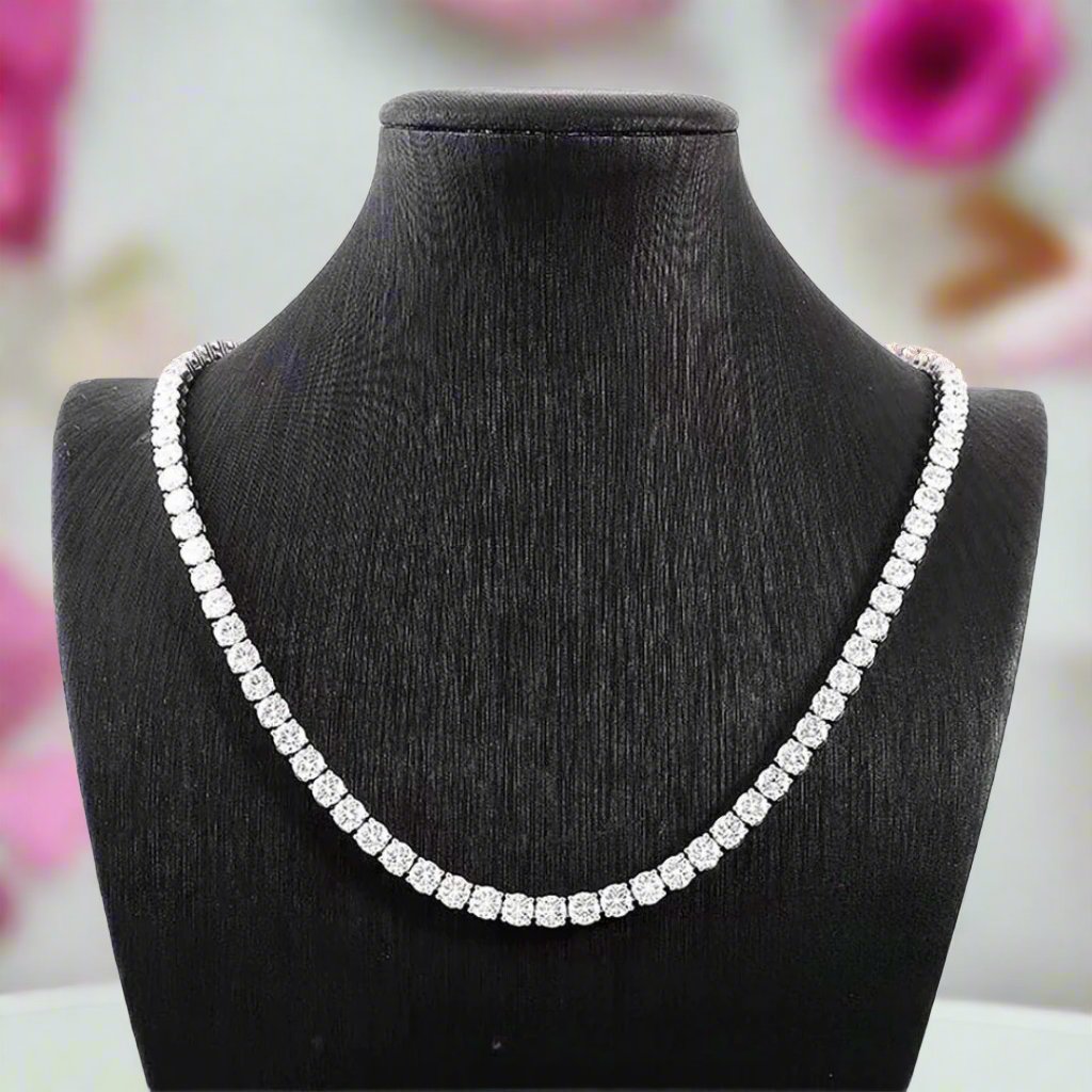 Elegant Round Cut Diamond Tennis Necklace-Black Diamonds New York