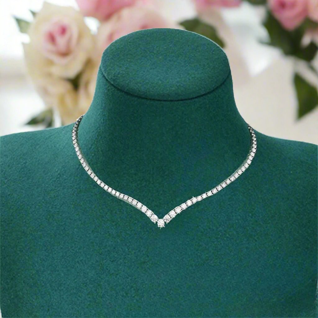 Elegant Round Cut Diamond Tennis Necklace-Black Diamonds New York