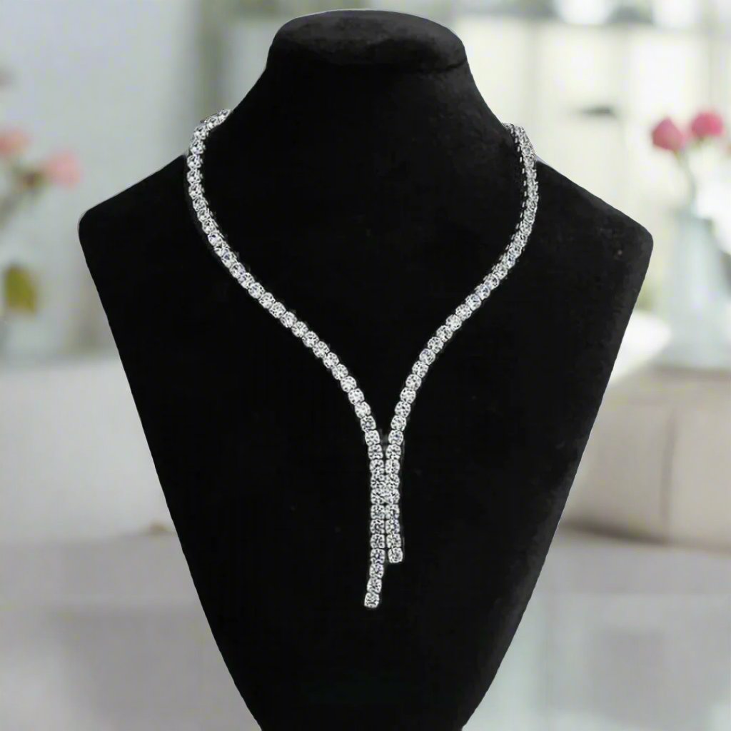 Elegant Round Cut Diamond Tennis Necklace-Black Diamonds New York