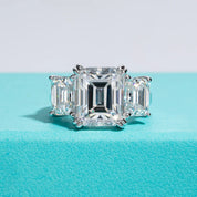 Emerald Cut Diamond 3 Stone Engagement Ring-Black Diamonds New York