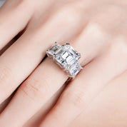 Emerald Cut Diamond 3 Stone Engagement Ring-Black Diamonds New York