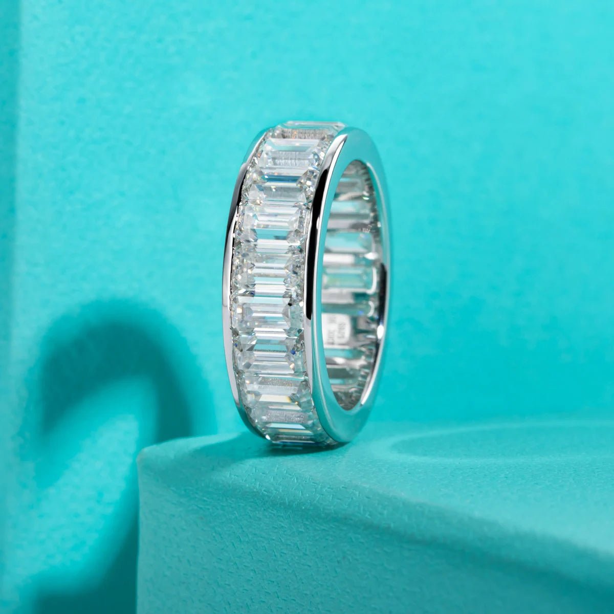 Emerald Cut Diamond Eternity Wedding Band-Black Diamonds New York