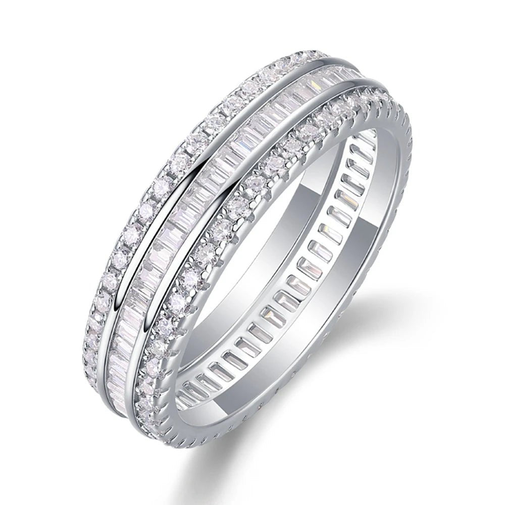 Emerald Cut Diamond Three Layer Wedding Band-Black Diamonds New York