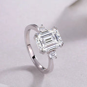 Emerald Cut Diamond Three Stone Engagement Ring-Black Diamonds New York