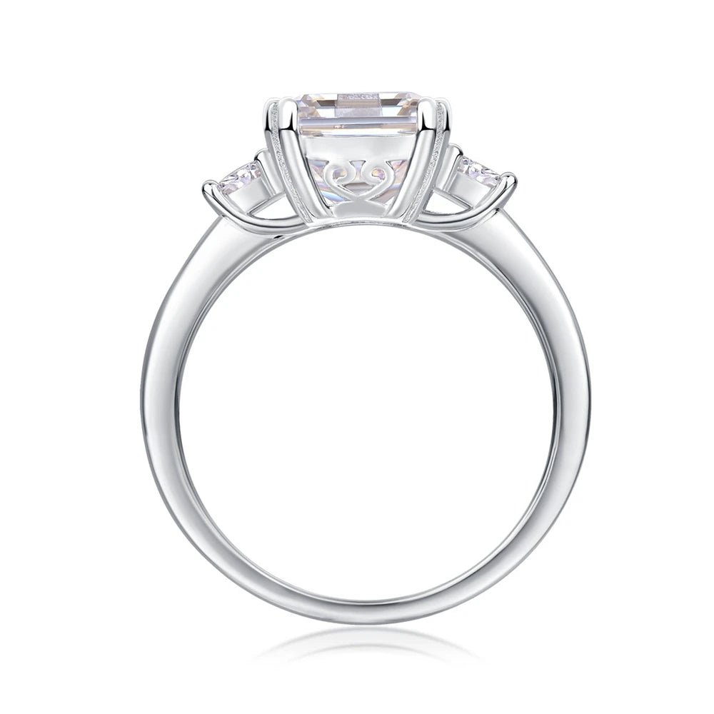 Emerald Cut Diamond Three Stone Engagement Ring-Black Diamonds New York