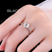 Exquisite 1.0 Ct Diamond Half Bezel Solitaire Engagement Ring-Black Diamonds New York