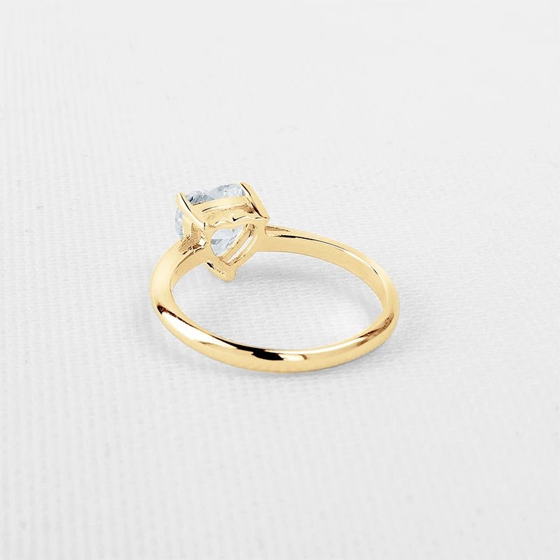 Exquisite 10K Yellow Gold Heart Diamond Solitaire Engagement Ring-Black Diamonds New York