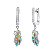 Exquisite Feather Buckle Earrings with Diamond-Black Diamonds New York