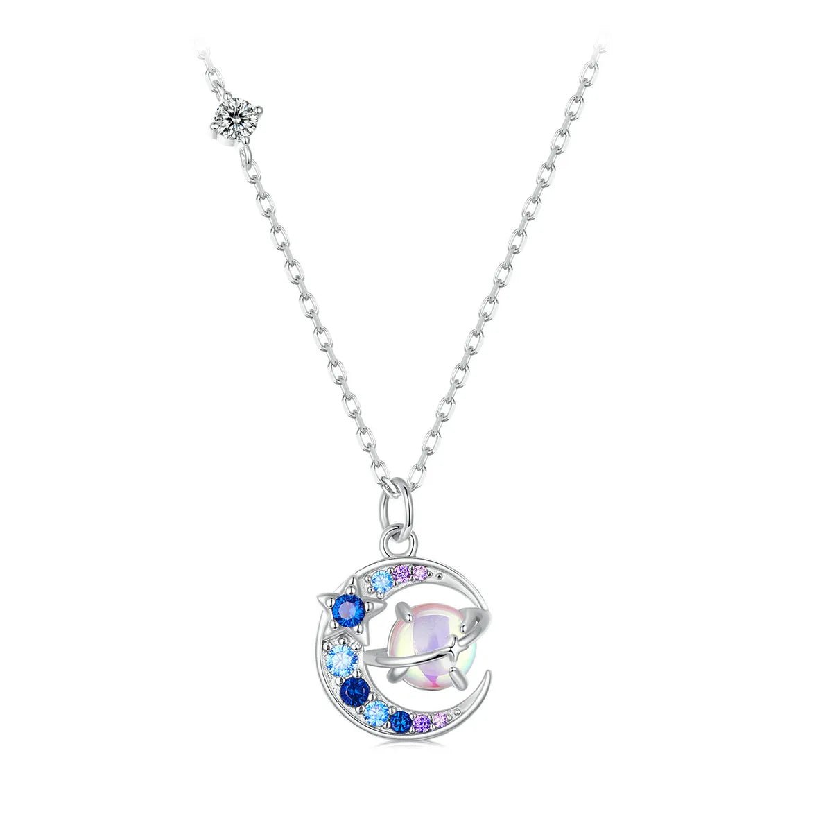 Fantasy Rainbow and Planet Created Diamond Necklace-Black Diamonds New York