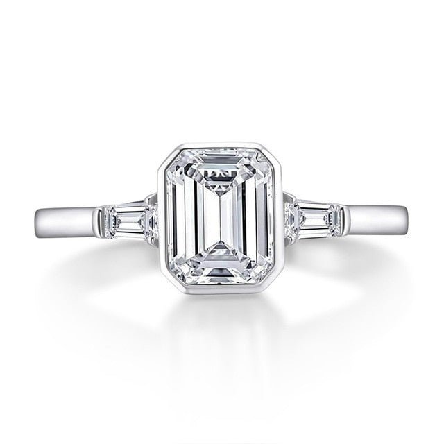 1.5ct Emerald Cut Created Diamond Engagement Ring-Black Diamonds New York