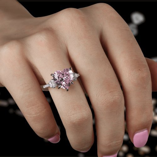 5.0 Ct Pink Heart Cut Diamond Engagement Ring-Black Diamonds New York