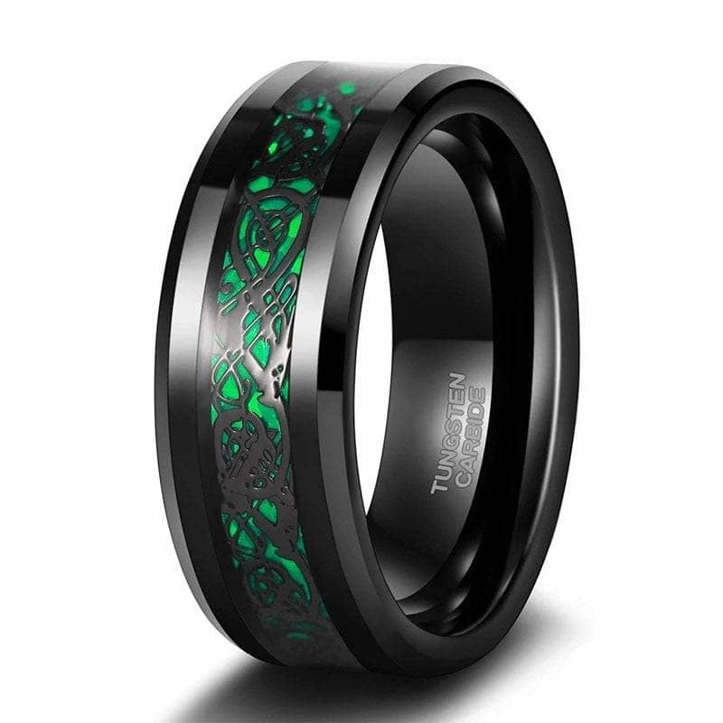 Flash Sale - Celtic Dragon Men's 8mm Tungsten Wedding Band-Black Diamonds New York