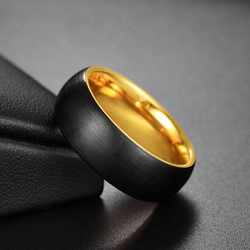 Classic Brushed Black Tungsten Men's Wedding Band-Black Diamonds New York