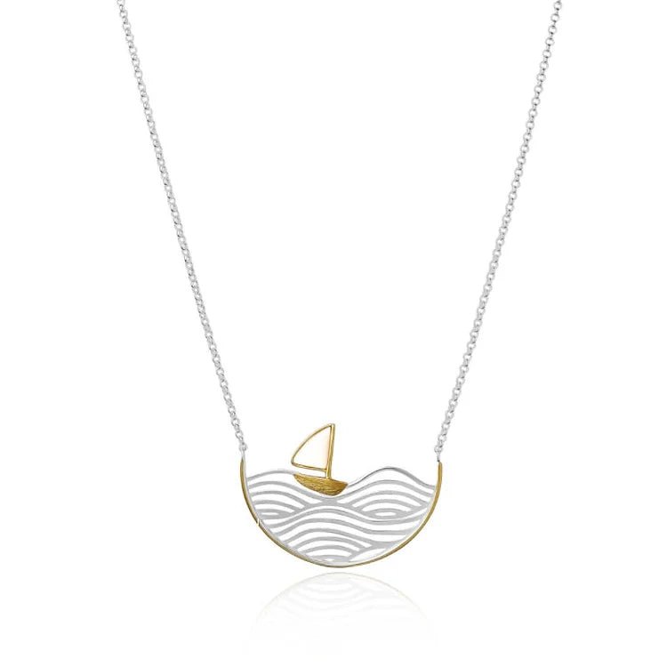 Creative Sailboat Necklace-Black Diamonds New York