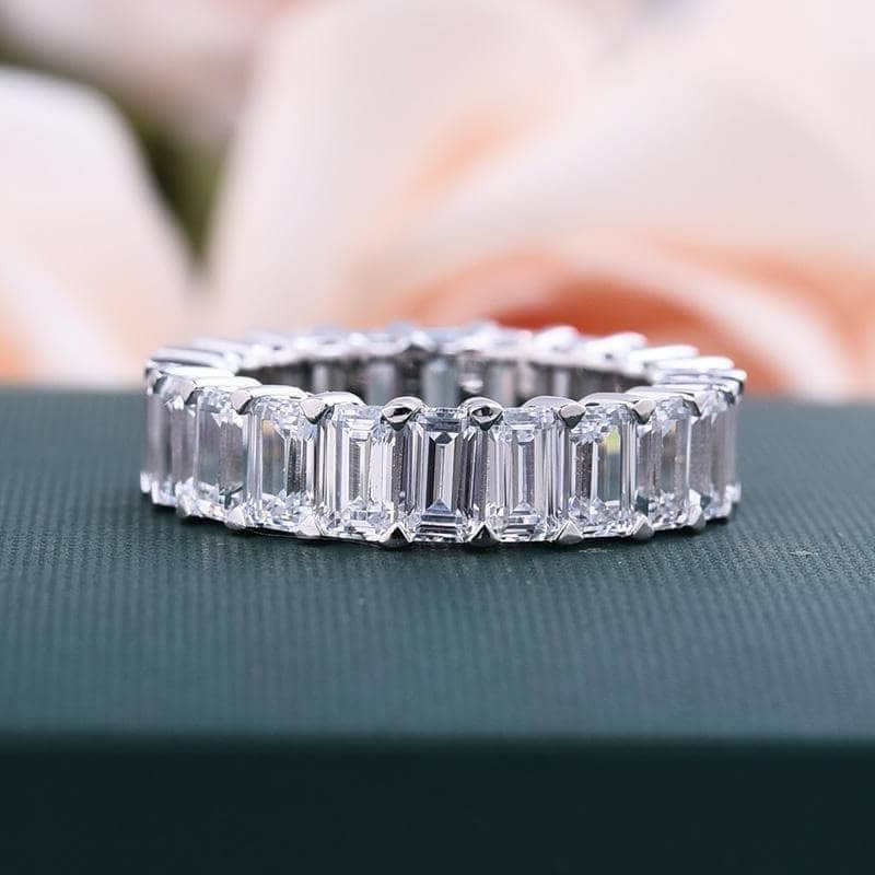 Flash Sale - Emerald Cut Solitaire Diamond Wedding Ring Set-Black Diamonds New York