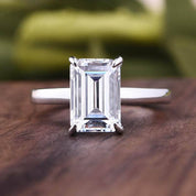 Flash Sale - Emerald Cut Solitaire Diamond Wedding Ring Set-Black Diamonds New York