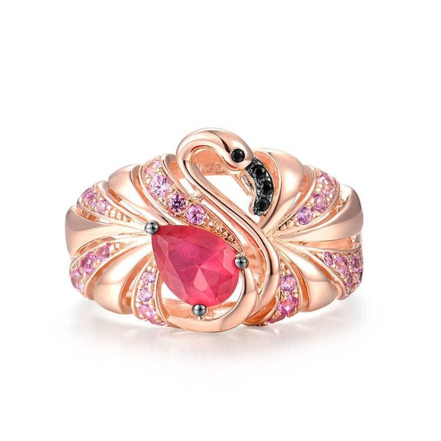 Gorgeous Rose Gold Flamingo Ring-Black Diamonds New York