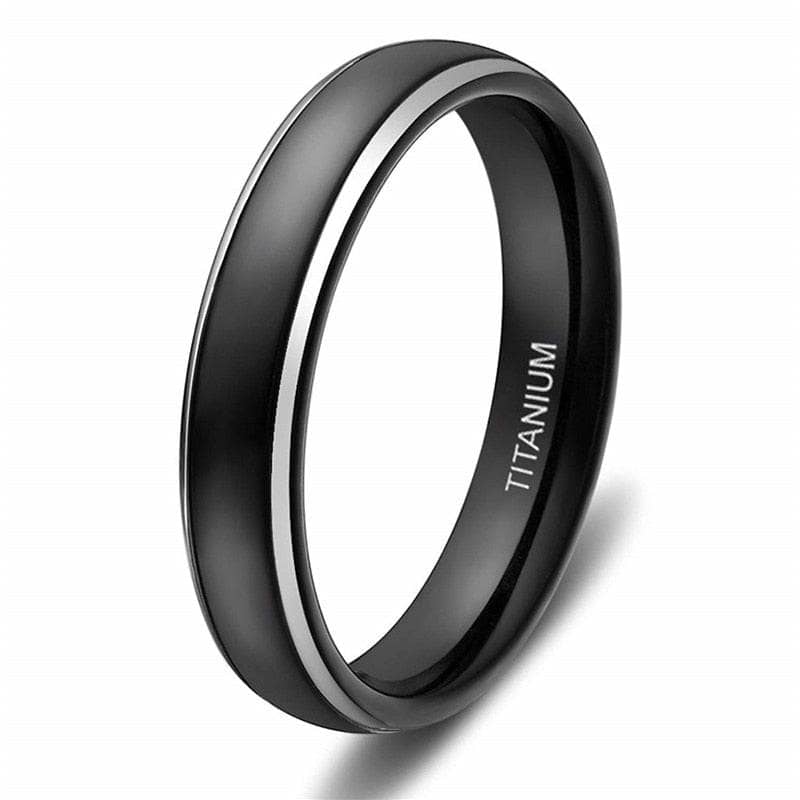 Men's Matte Black Dome Titanium Wedding Band-Black Diamonds New York