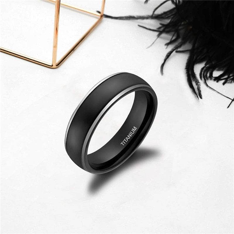 Men's Matte Black Dome Titanium Wedding Band-Black Diamonds New York