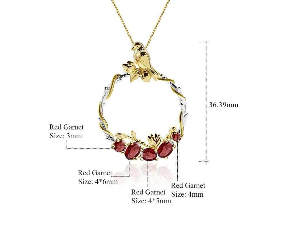 of Natural Red Garnet Handmade Secret Garden Necklace-Black Diamonds New York