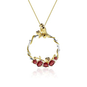 of Natural Red Garnet Handmade Secret Garden Necklace-Black Diamonds New York