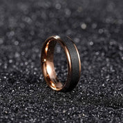 Rose Gold Tungsten Wedding Band with Sandstone Wedding Band-Black Diamonds New York