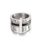 Flash Sale - Three Layers Roman Numerals Diamond Ring Set-Black Diamonds New York