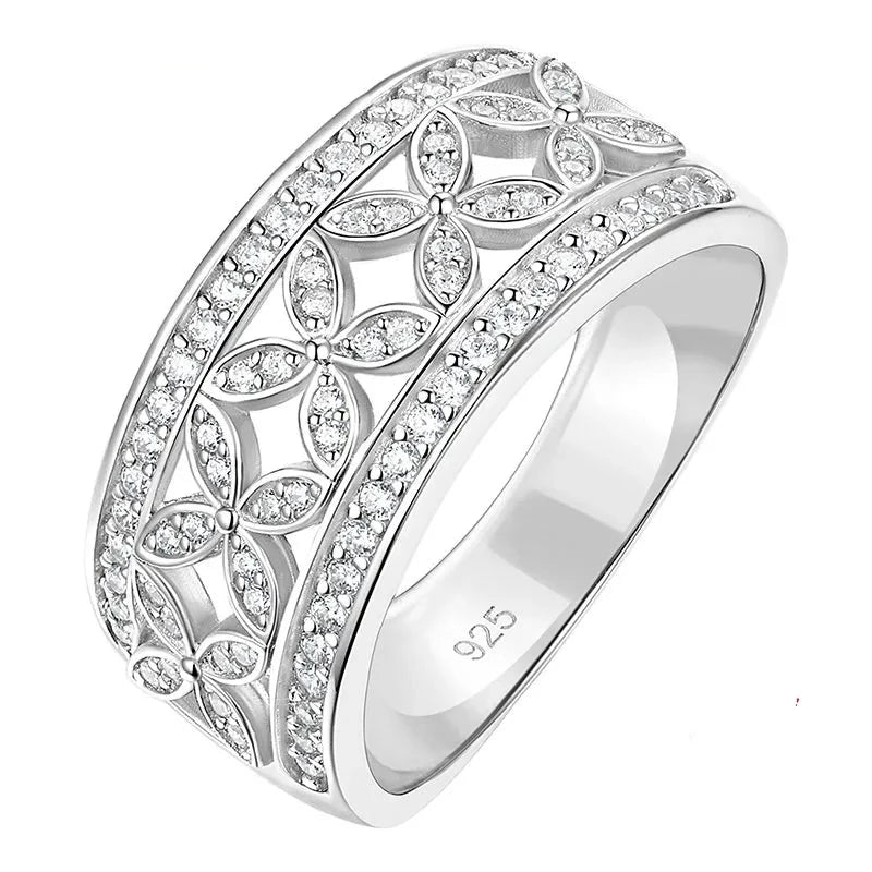 Flower Art Deco Created Diamond Ring Band-Black Diamonds New York