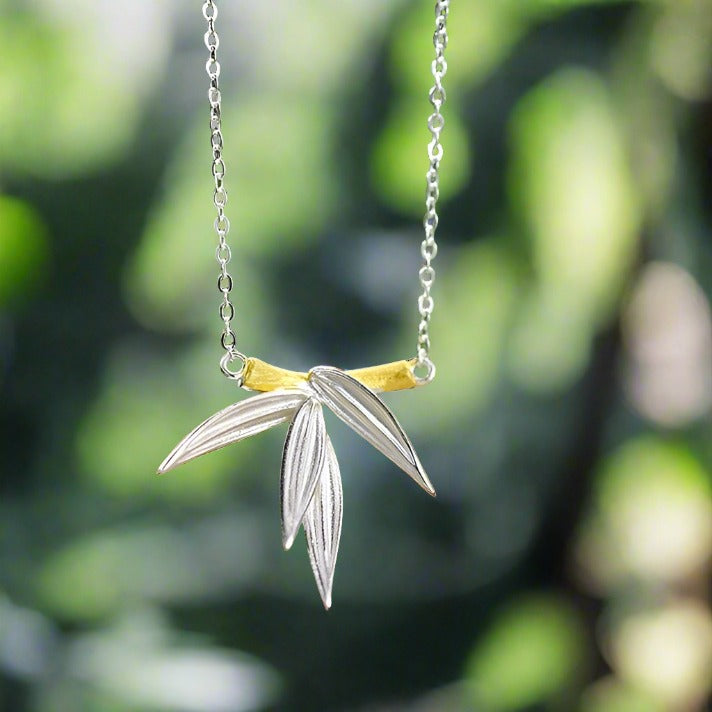 Fresh Bamboo Leaves Necklace-Black Diamonds New York