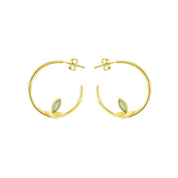 Fresh Bamboo Leaves Round Hoop Earrings-Black Diamonds New York