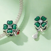 Green Lucky Clover & Red Ladybug Charms-Black Diamonds New York