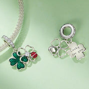 Green Lucky Clover & Red Ladybug Charms-Black Diamonds New York