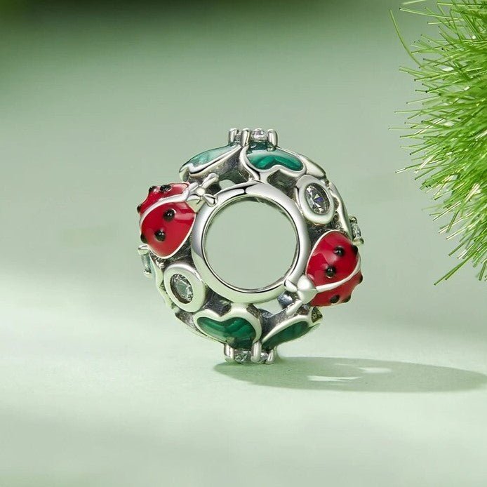 Green Lucky Clover & Red Ladybug Charms-Black Diamonds New York