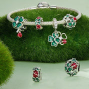 Green Lucky Clover & Red Ladybug Charms-Black Diamonds New York