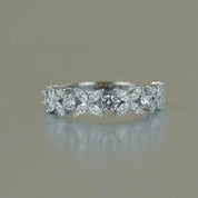 Half Eternity Diamond Flower Wedding Band-Black Diamonds New York