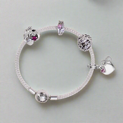 Heart & Family Charms Bracelet-Black Diamonds New York