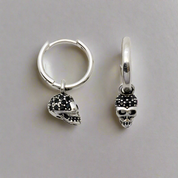 Black Diamond Pave Skull Hoop Earrings-Black Diamonds New York